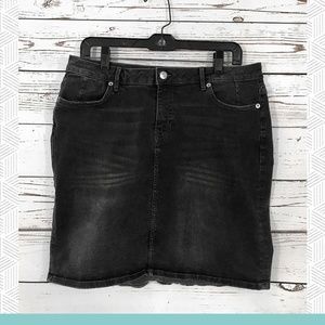 H&M - Black Distressed Denim Skirt